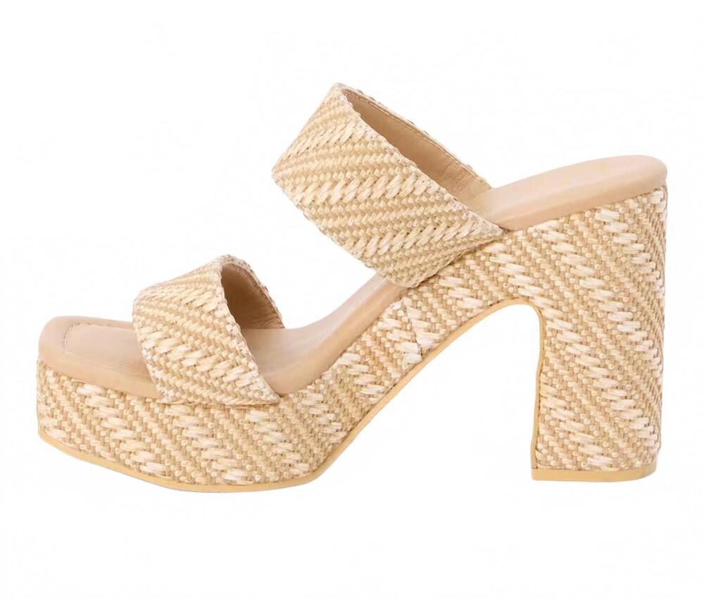 NEW MATISSE women's gem block heel platform sandals in tan